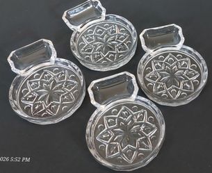 CRYSTAL GLASS COASTERS with SPOON REST