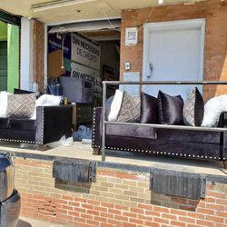 Black Velvet Sofa And Loveseat  