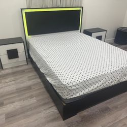 Brand New Queen Bed Frame with Led Lights And Queen Mattress / Fast 🚚