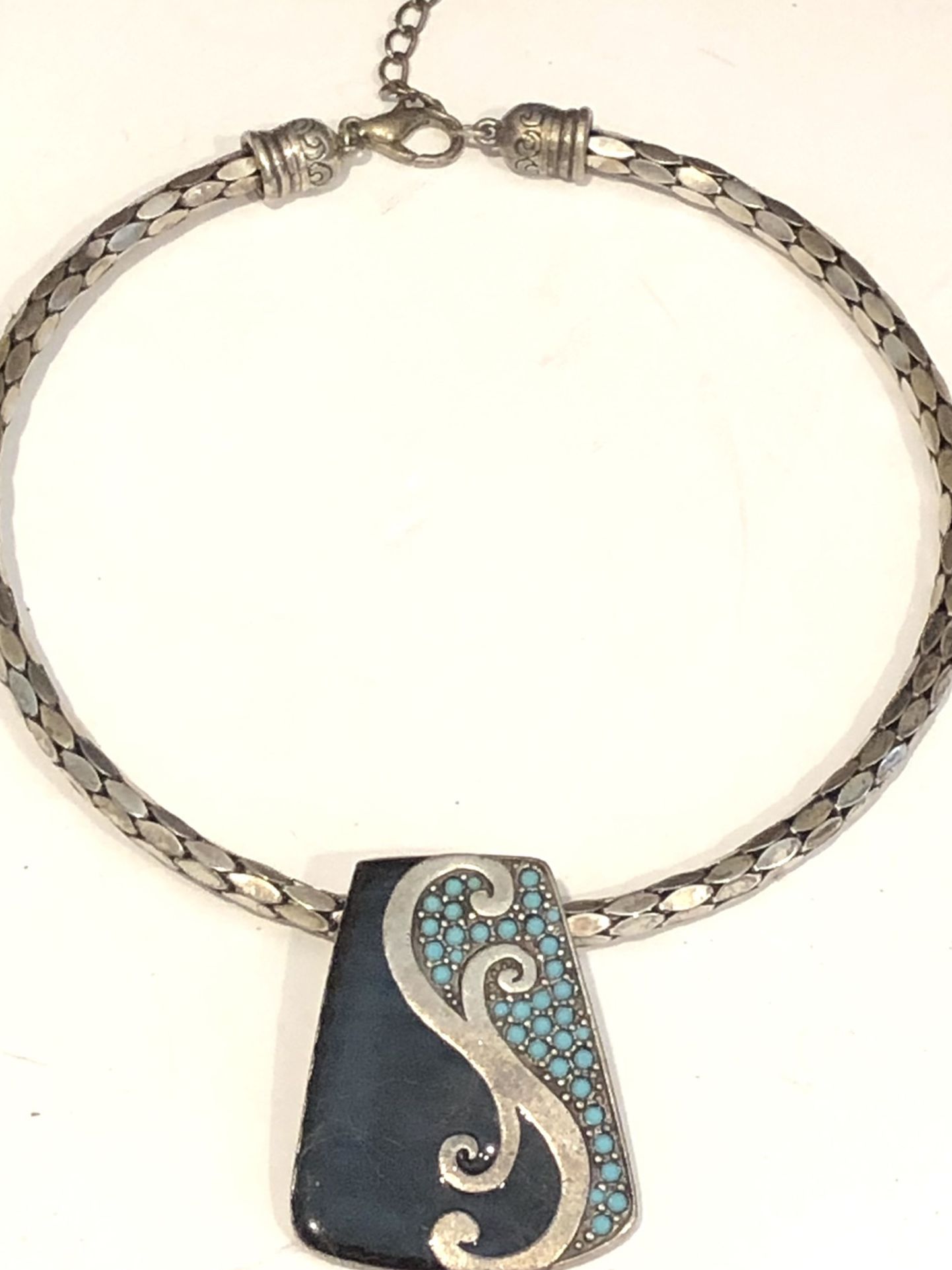 Unique 2-tone Modernist Choker And Slide Pendant