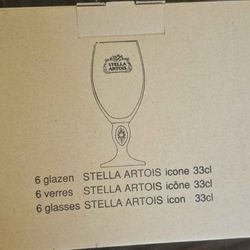 Stella Artois Chalice Stem 33 CL Beer Goblet Glasses Belgium Set of 6