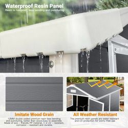 6x6 Ft Plastic Outdoor Storage with Floor and Lockable Door Plastic Garden Shed for Backyard, Lawn, Gray