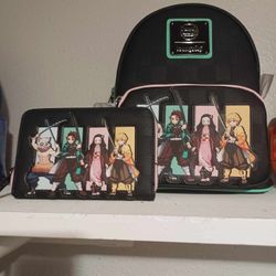 NWT Loungefly Demon Slayer Backpack & Wallet Set