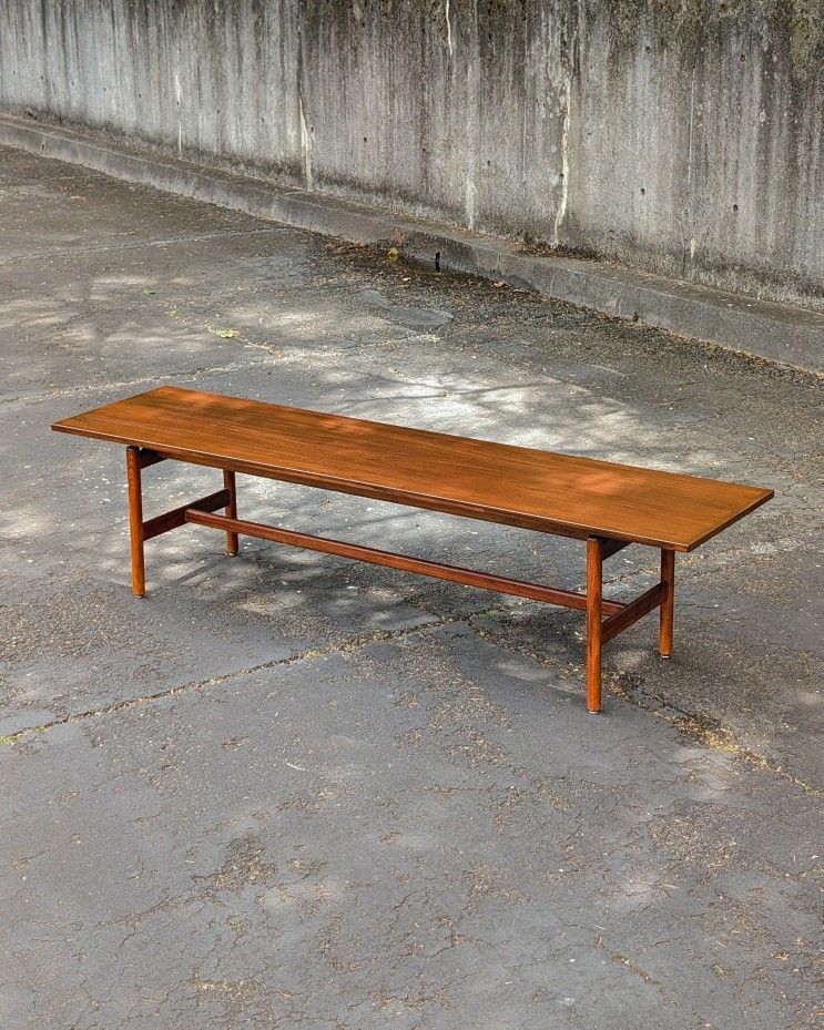 Danish Mid-Century Floating Top Walnut Coffee Table / Bench