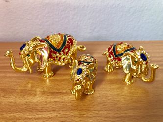 3 Gold & Crystals elephant Set