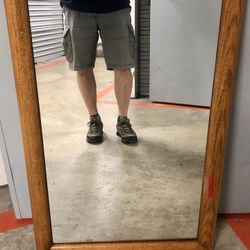 Solid Oak Framed Heavy Glass Mirror - Dixie Brand 42” X 26”