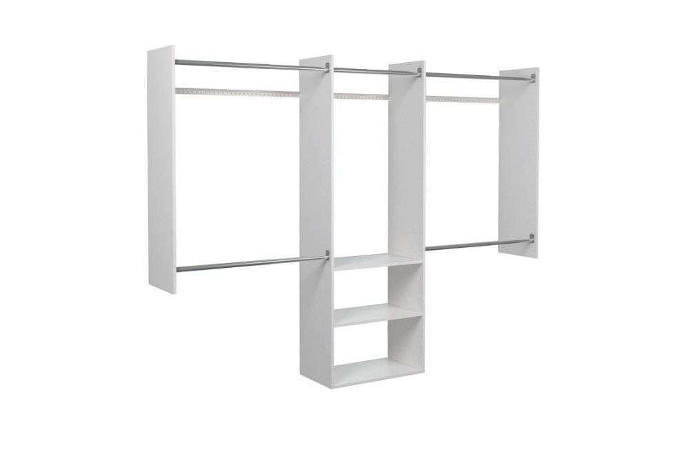 Closet Organizer - Martha Stewart Living 4 ft. - 8 ft. 14 in. D x 96 in. W x 72 in. H Classic White Deluxe Starter Wood Closet System Kit