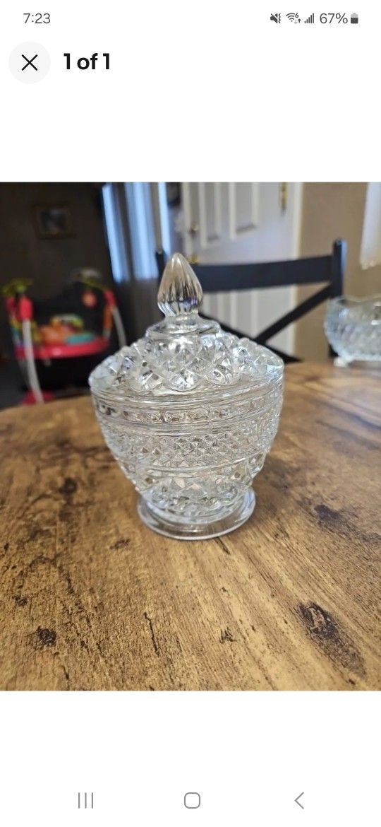 Vintage Crystal Glass Serving/ Trinket Bowl With Lid