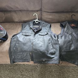 2 Leather Motorcycle Vest. 