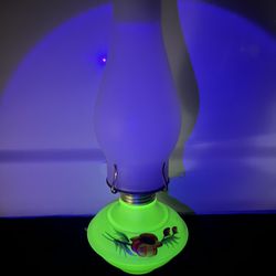 Rare Uranium Glass Lamp - Pristine Condition - 15”x5”