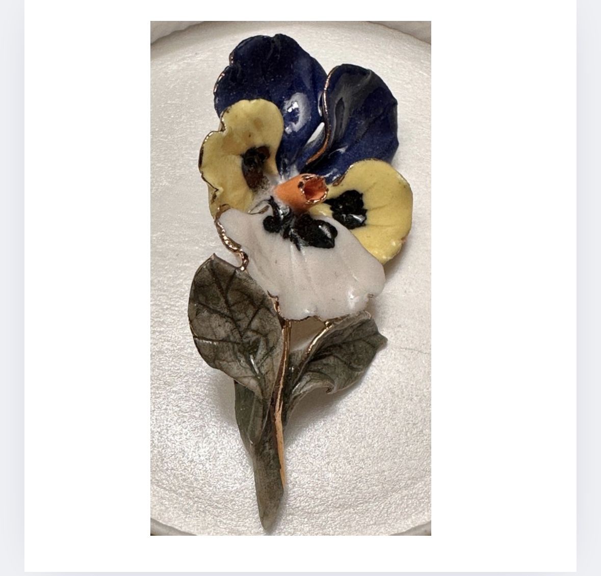 Vintage Porcelain Pansy Brooch Del Mar Classique Pin