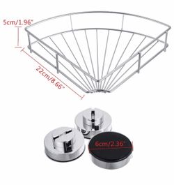 GEMITTO Bathroom Shower Caddy Shelf, Heavy Duty Stainless Steel Corner Shelf, Wall Mounted Bath Room Corner Organizer Basket, Self-Adhesive with 3 Va