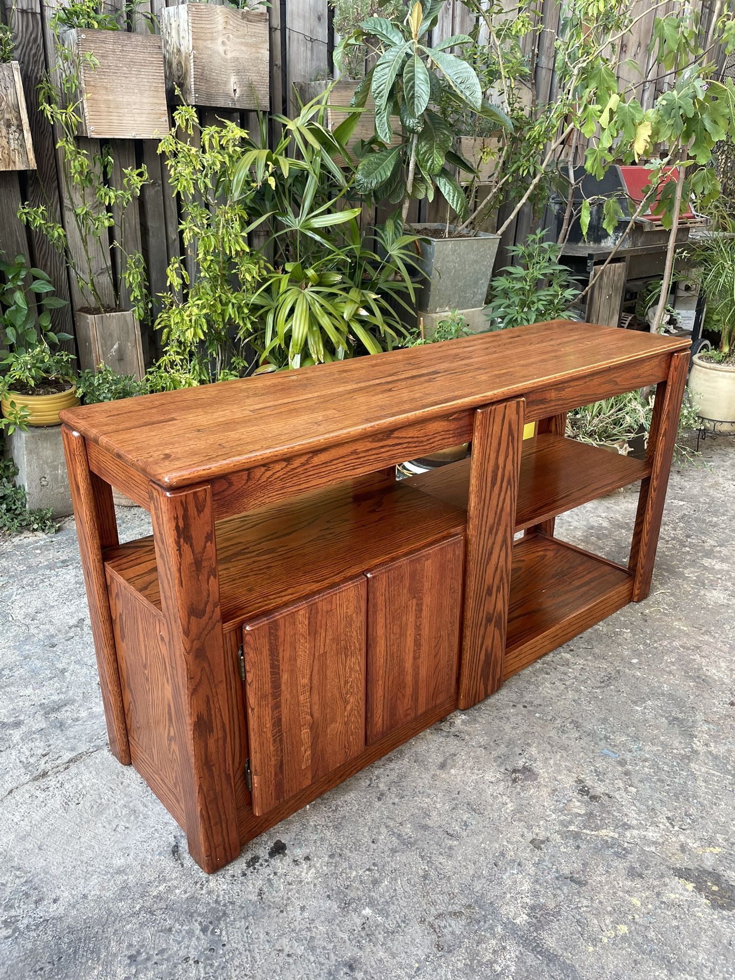 Vintage Postmodern Lou Hodges Style Oak Media Console  1970’s 1980’s 