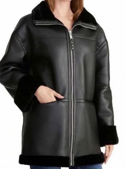 Rebecca Minkoff Ladies' Faux Fur-Trimmed Jacket – Black – Size Medium