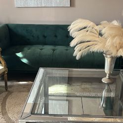 Beautiful Green Velvet Couch $200