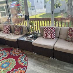 Patio Furniture With Cushions, Pillows And Rug