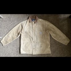 Vintage Carhartt 001 BRN Blanket Lined Jacket Size 44 Regular Brown Tan Pockets