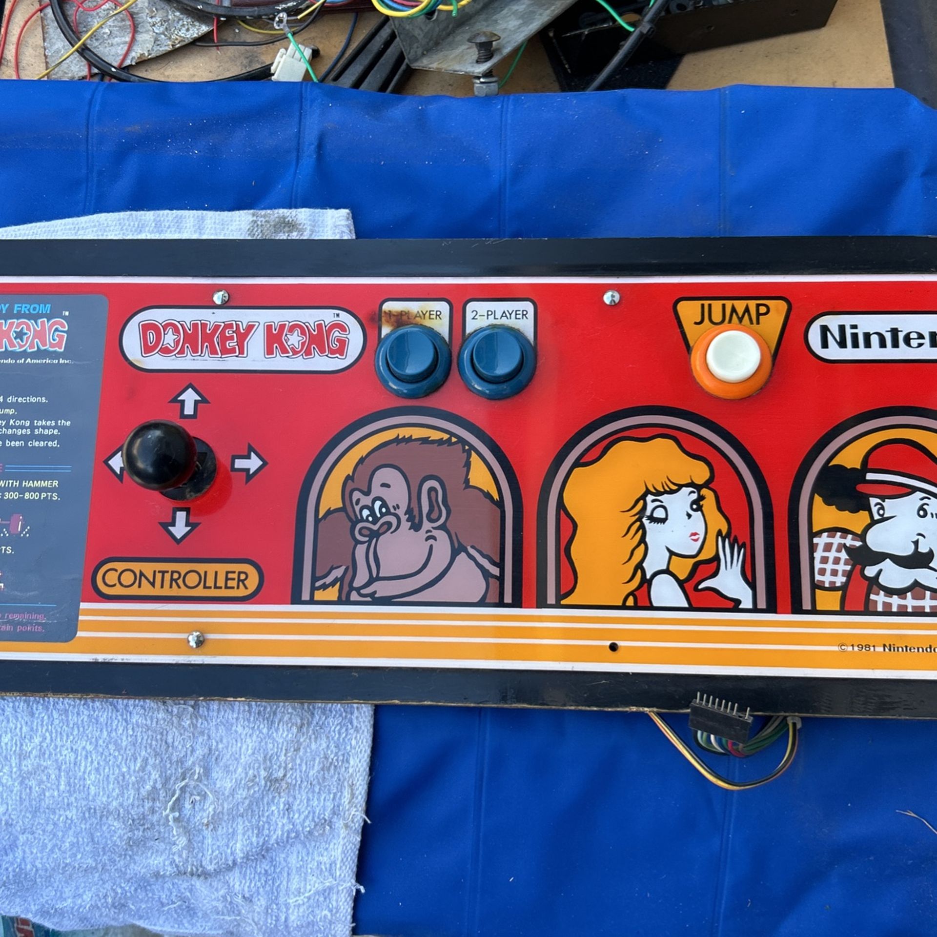 Original Donkey Kong Arcade Video Game Control Panel With Buttons And Joysticks And Wood