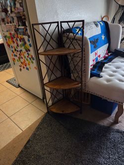 3-Tier Corner Shelf Wood and Metal