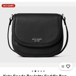 Kate Spade Roulette Saddle Bag Black Pebbled Leather Purse