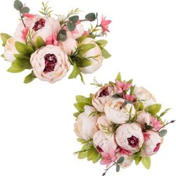 NUPTIO Pink Peonies Flowers: 2 Pcs 9.4 inch Diam Artificial Peony Flower Balls - Fake Flower Ball Arrangement Bouquet Wedding Centerpieces for Tables 