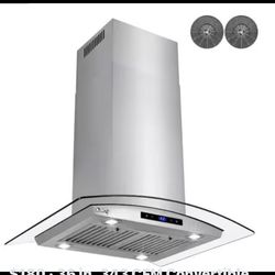 36 in. 343 CFM Convertible Island Mount Range Hood