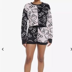 Hello Kitty Bow Split Girls Crop Sweater size L woman $30 hot topic item