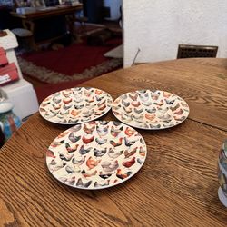 Set of 3 Emma Bridgewater Hen & Toast Chicken Plate 6.5"
