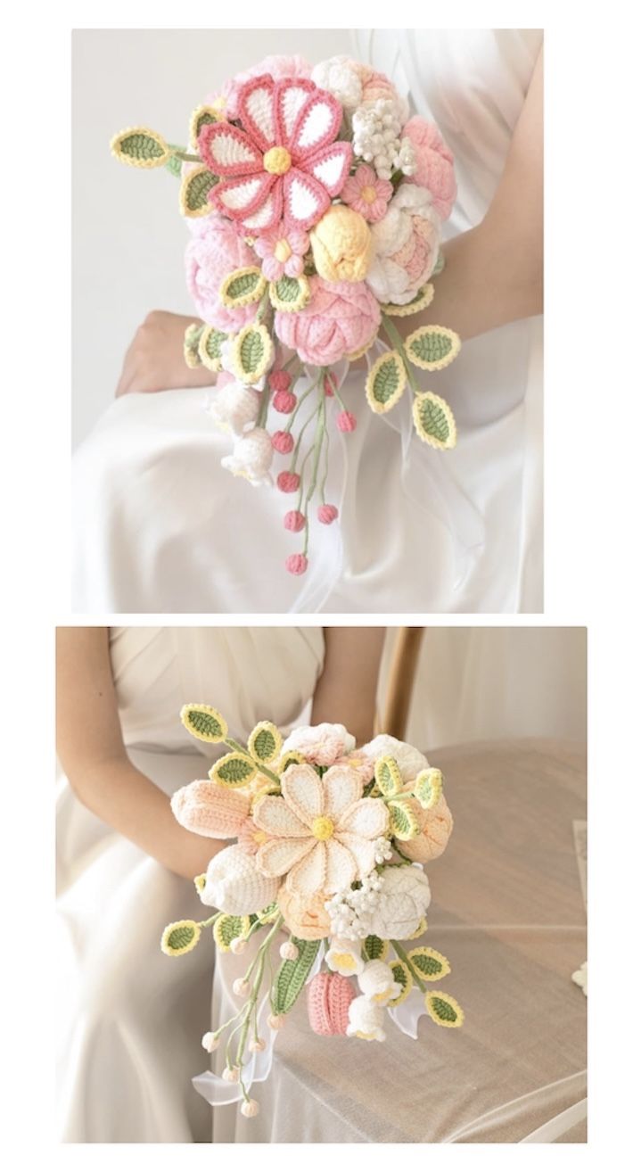 Crochet Flowers Perfect for Bride & Bridesmaid Holding Bouquet, Wedding Decoration, Throw Bouquet, Proposal & Party Flowers