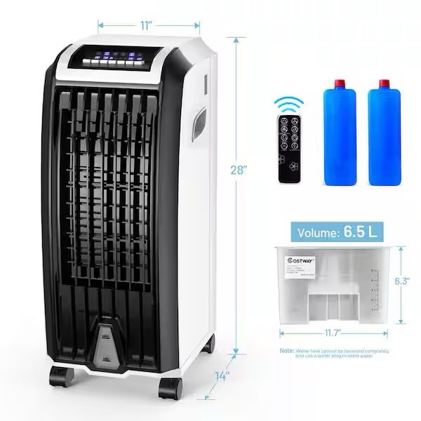 Gymax 5,000 BTU Portable Air Conditioner Cools 250 Sq. Ft. with Remote Control in Multi-Colored 