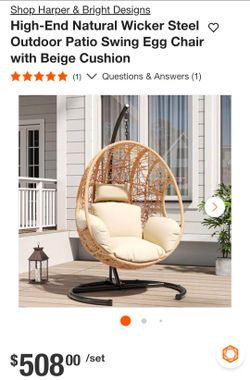 Patio Swing Egg Chair with Stand