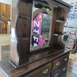 Antique Wooden Dresser With Vanity