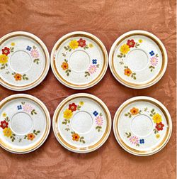 Vintage Mikasa Stone Manor FLORIBUNDA Saucer F5813 Ironstone 6 1/2" (6pc)