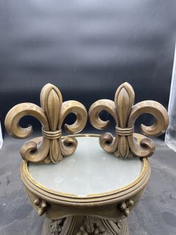 Gold Fleur De Lis Bookends 7” By 6.25” VG 