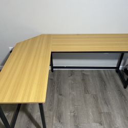 L Shape Wood Top Desk 