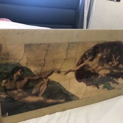 Michelangelo's iconic Creation of Adam framed artwork 