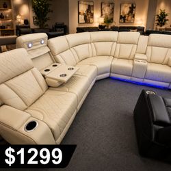 Modern power reclining sectional sofa