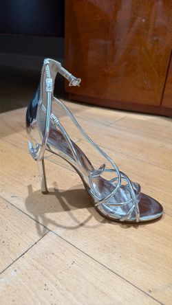 Office Silver Strappy High Heels – Elegant Party / Evening Sandals
