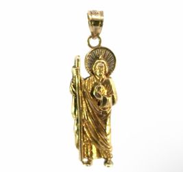 Men’s Or Woman’s 14k Yellow Gold Small 1” Inch Saint St. Jude Charm Pendant For Necklace GP3108208