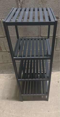 4-Tier Bamboo Shelf – Narrow Slatted Bathroom Shelf with Natural Wood Finish, Plant Stand  12.99"D × 12.99"W × 38.58"H.