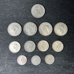 Silver Coins.  Lot Of 11 Foreign Silver Coins 