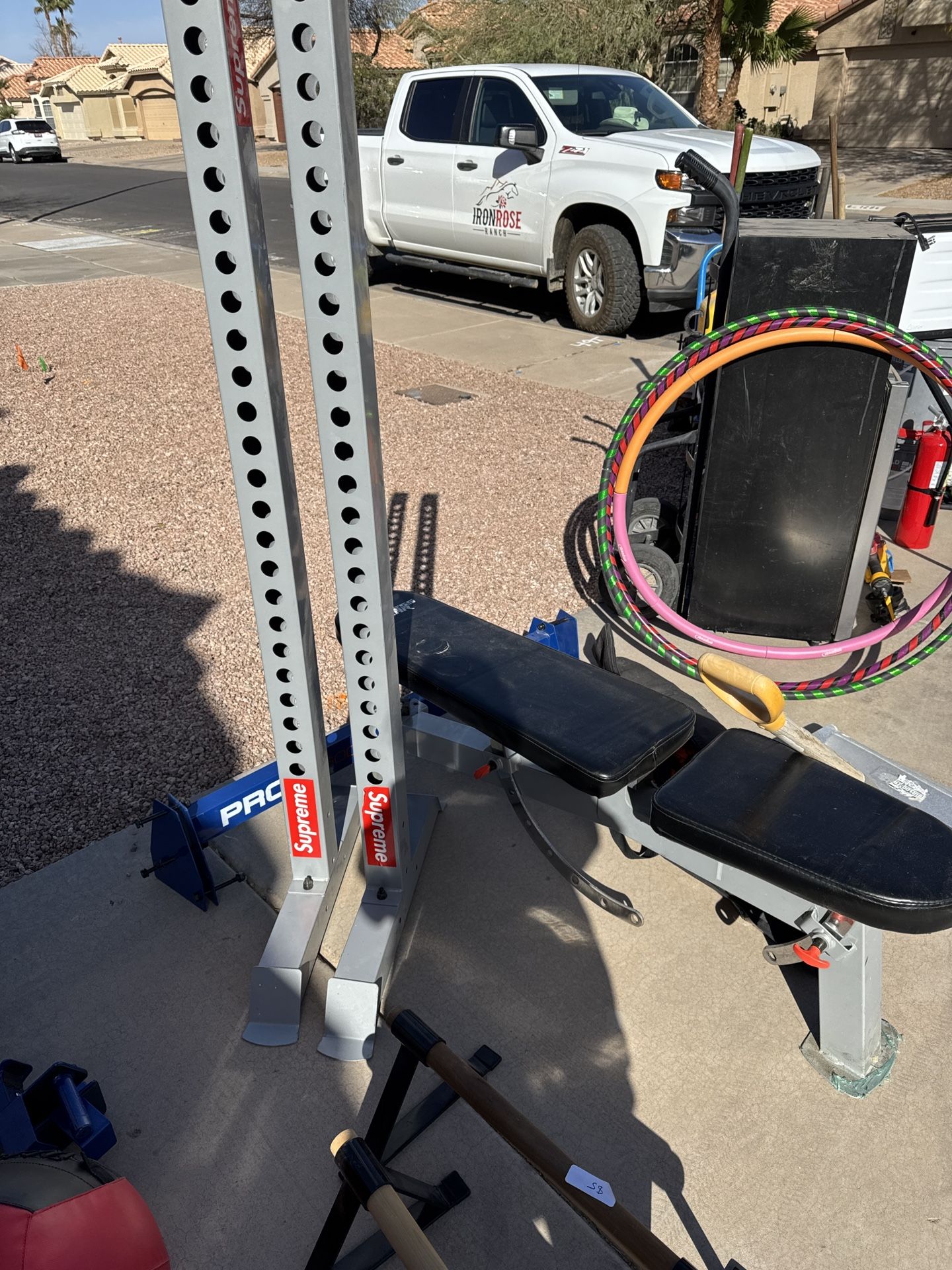 FREE!! Weight Bench W/Olympic Bar Rack