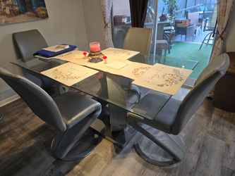 Glass kitchen table with chairs