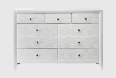 Eva White Wood 38" 9 Drawer Dresser and Changing Table