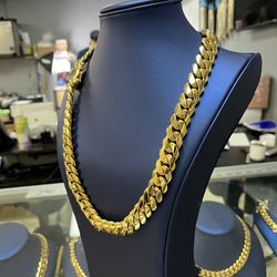 BIG 🌏👑 16MM MIAMI CUBAN LINK CHAIN 24” ⭐️🏆 GOLD OVER SILVER