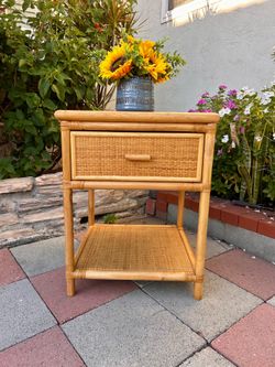 Rattan & Bamboo Side Table / Nightstand $175 OBO