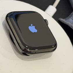  Apple Watch Series 7 Graphite Stainless Steel (45MM) with New Abyss Blue Sport Band - GPS + Cellular LTE (MKJH3LL/A) 