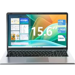15.6 Inch Laptops, 4GB RAM, 128GB SSD Laptop Computer, Celeron N4000 Processor Notebook, Bluetooth5.0, Mini HDMI, Webcam, 7000mah, Type-C, UHD Graphic