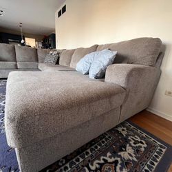 Big Gray Fabric Sectional Sofa Couch