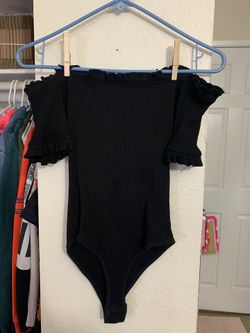 Black off the shoulder bodysuit